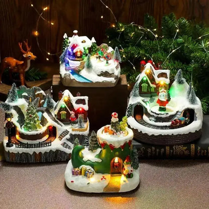 Rotating Light-Up Christmas Resin Music Box