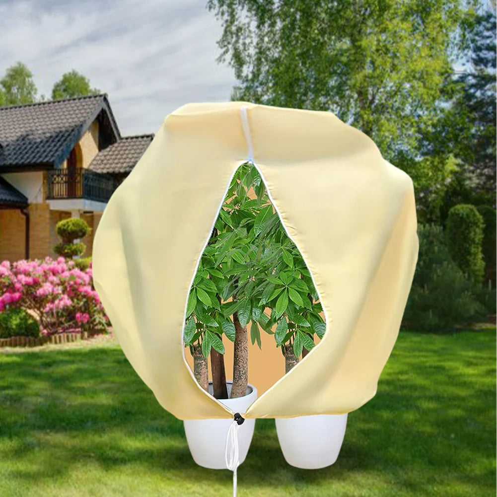 Breathable Winter Plant Protection Cover with Zipper & Drawstring