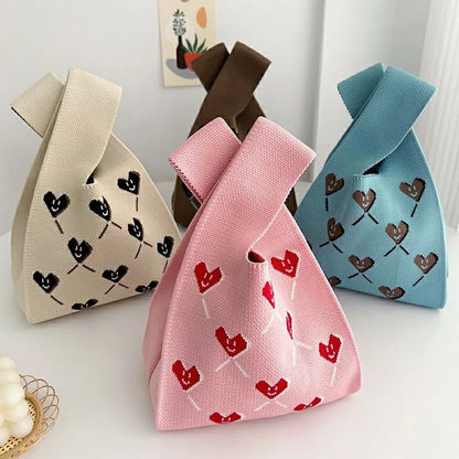 Handmade Knitted Knot Wrist Tote Bag