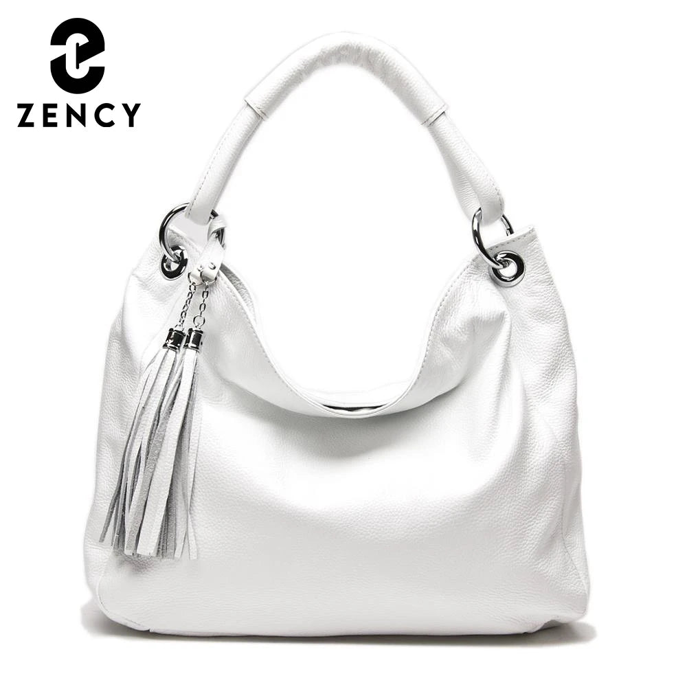 Genuine Leather Tassel Shoulder Bag
