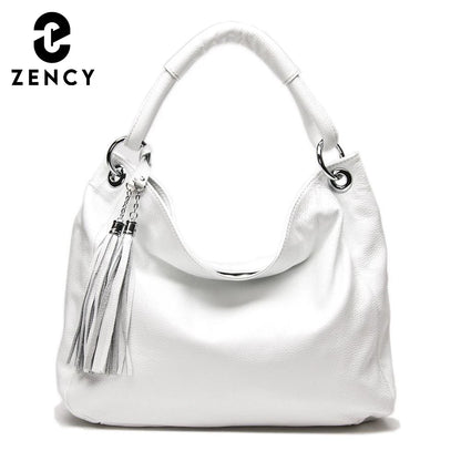 Genuine Leather Tassel Shoulder Bag