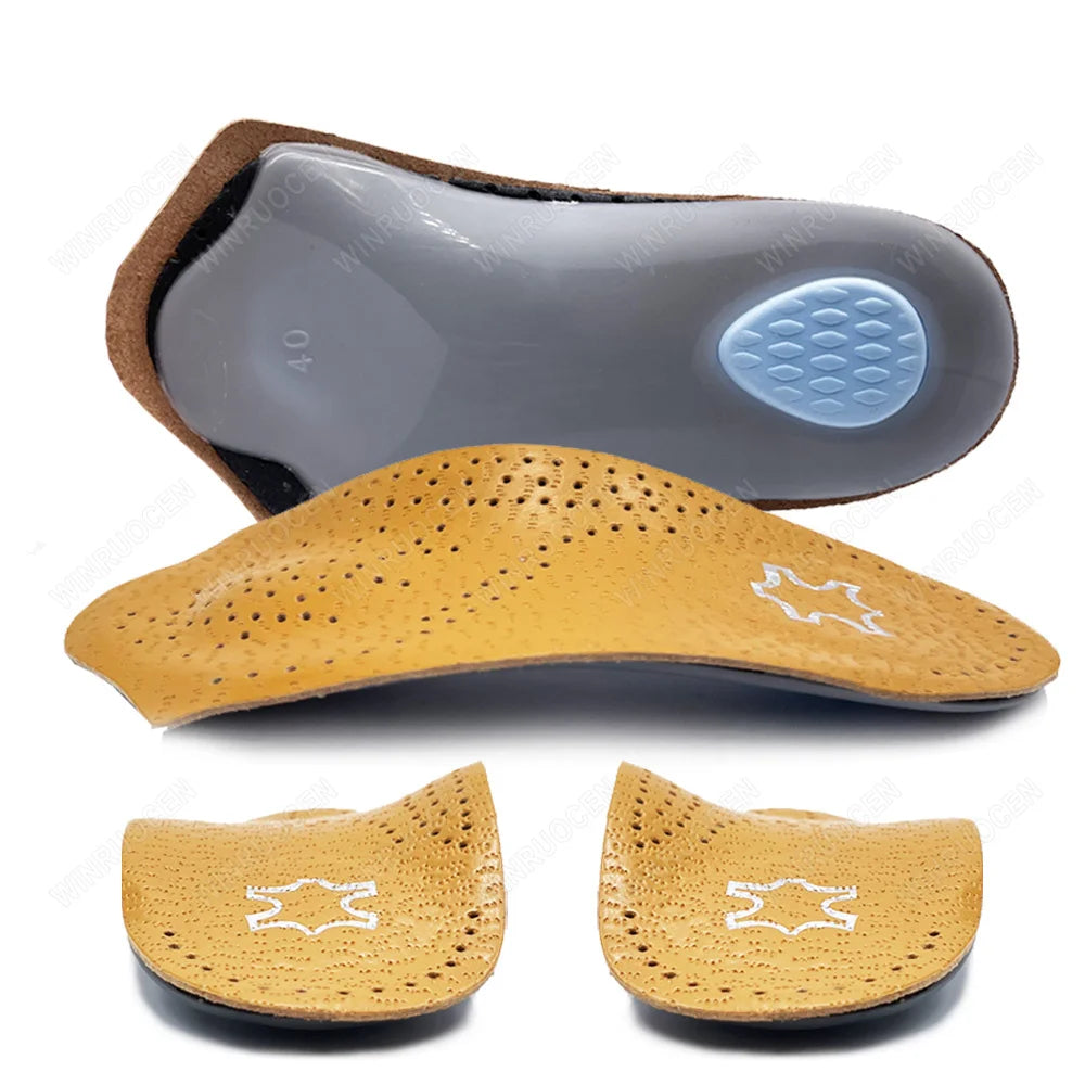 3/4 Leather Orthotic Arch Support Insoles