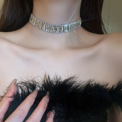 Geometric Crystal Rhinestone Choker Necklace