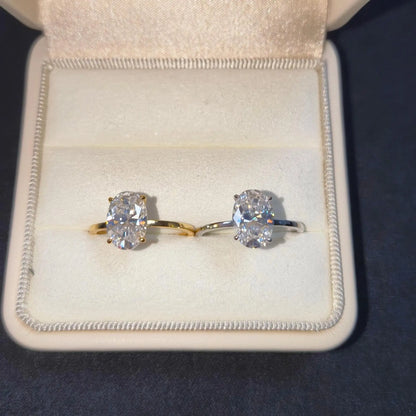 2.5CT Oval Moissanite Sterling Silver Ring