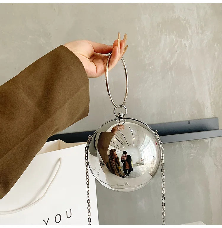 Metallic Sphere Evening Clutch Bag