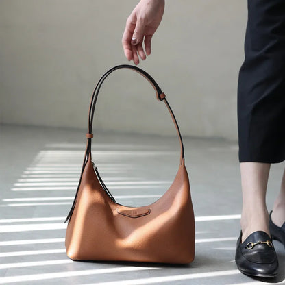 Cowhide & Nylon Hobo Shoulder Bag