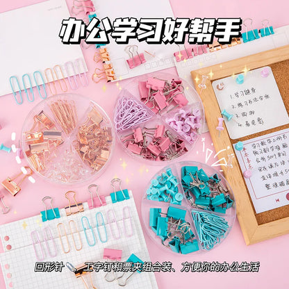 Pastel Binder Clips & Paper Clips Set