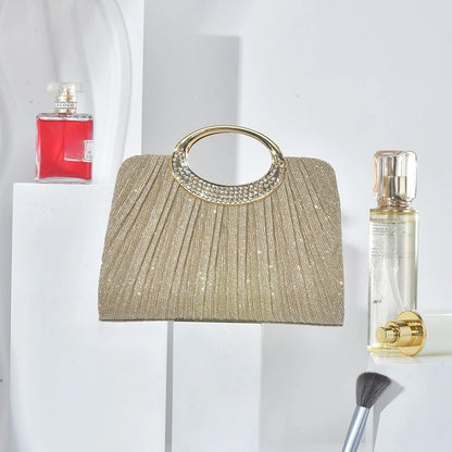 Pleated Shimmer Evening Clutch Bag