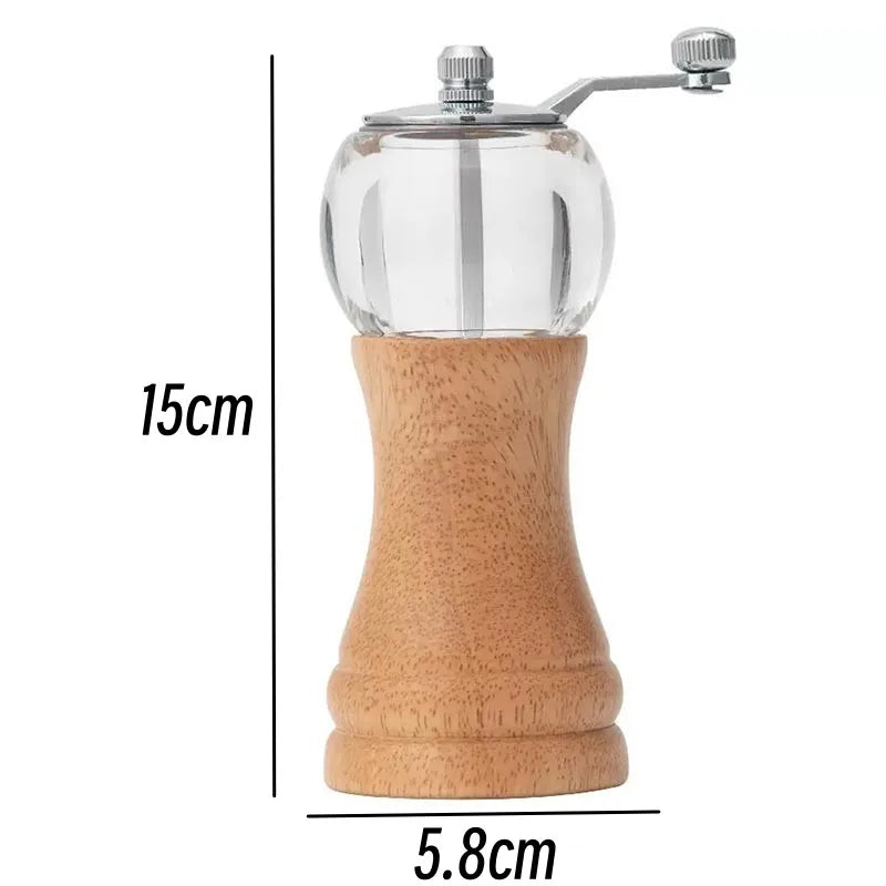 Hand-Crank Wooden Pepper Grinder