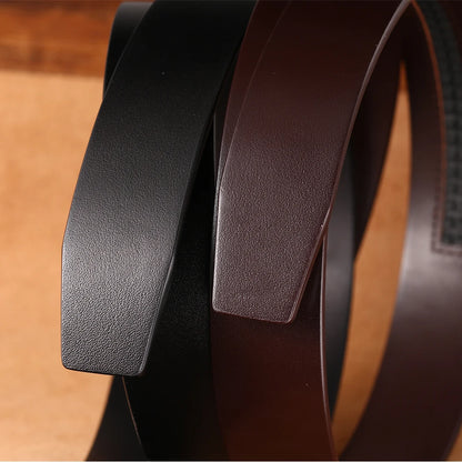 No Buckle 3.5cm Width Cowskin Genuine Leather Belt