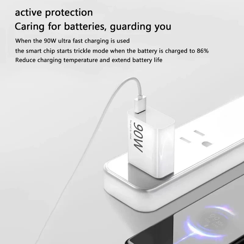 90W 6A Turbo Fast Wall Charger with USB-C Cable