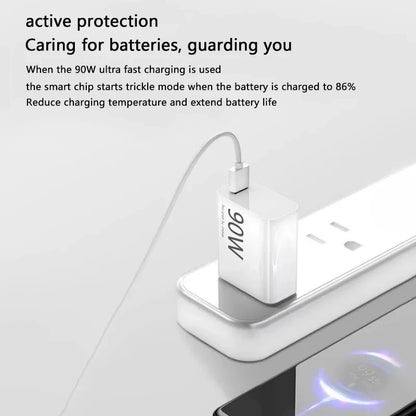 90W 6A Turbo Fast Wall Charger with USB-C Cable