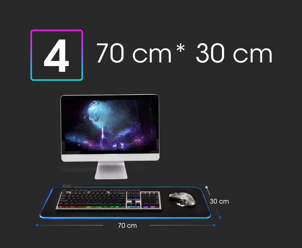 LED Backlit XXL Mouse Pad & Keyboard Mat