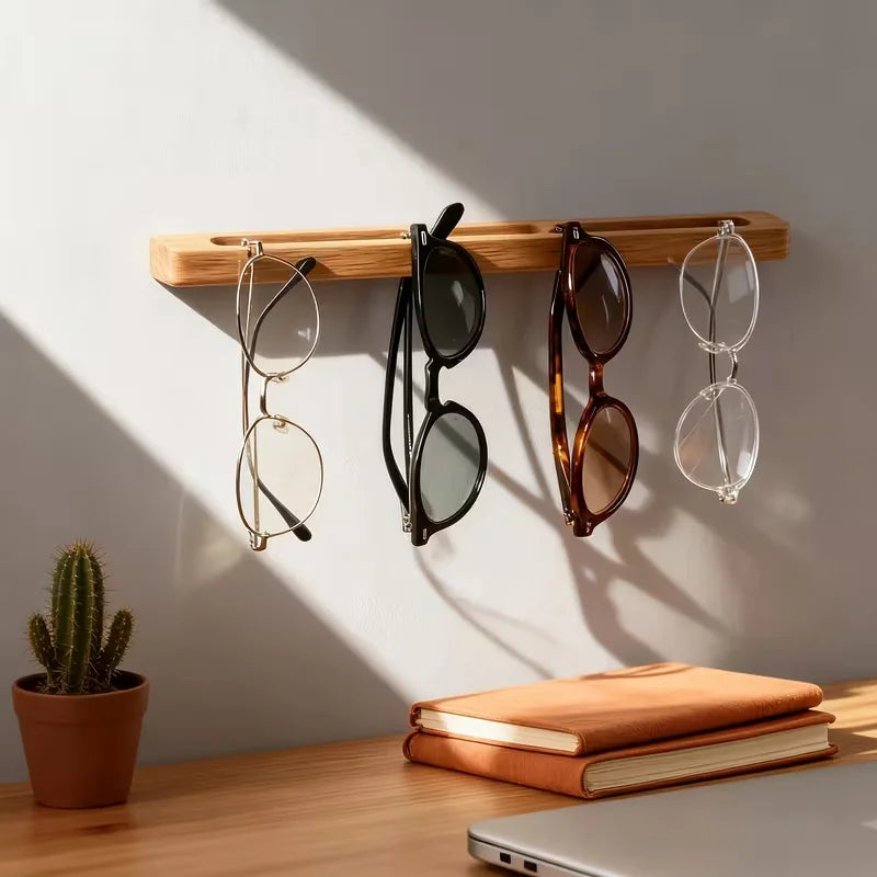 Wall Mounted Wooden Eyeglass & Sunglasses Holder