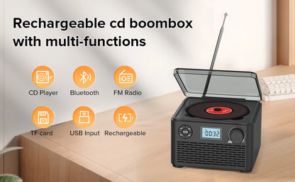 Portable Bluetooth CD Player with FM Radio