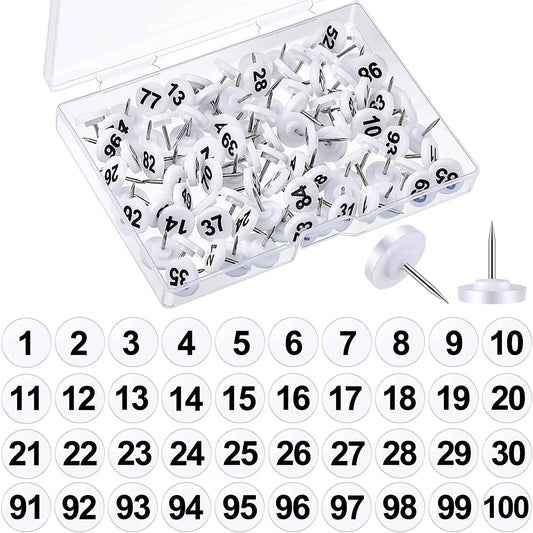 Numbered Round Push Pins for Bulletin Boards