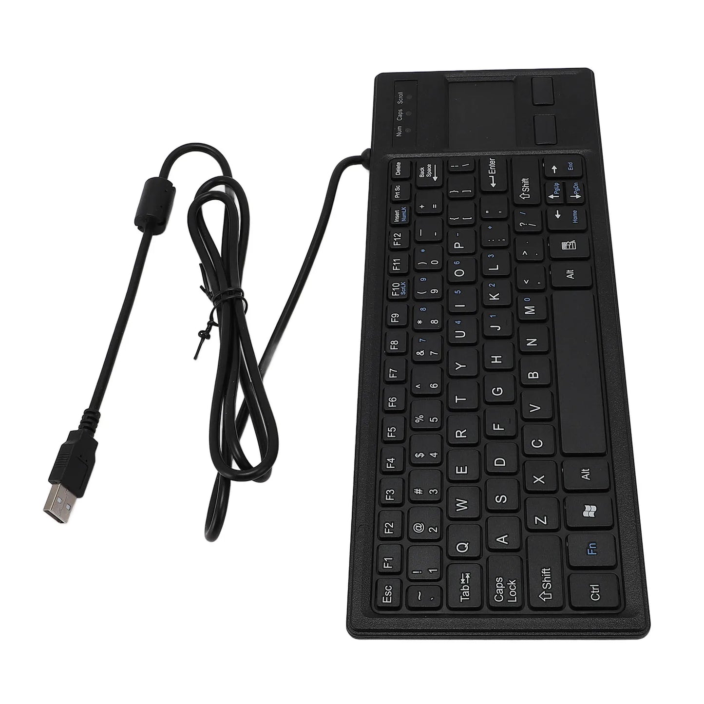 Compact Water-Resistant Wired Keyboard with Integrated Touchpad