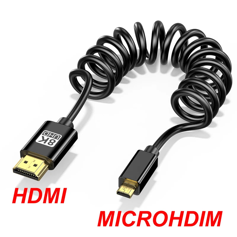 8K HDMI 2.1 Coiled Mini & Micro HDMI Cable