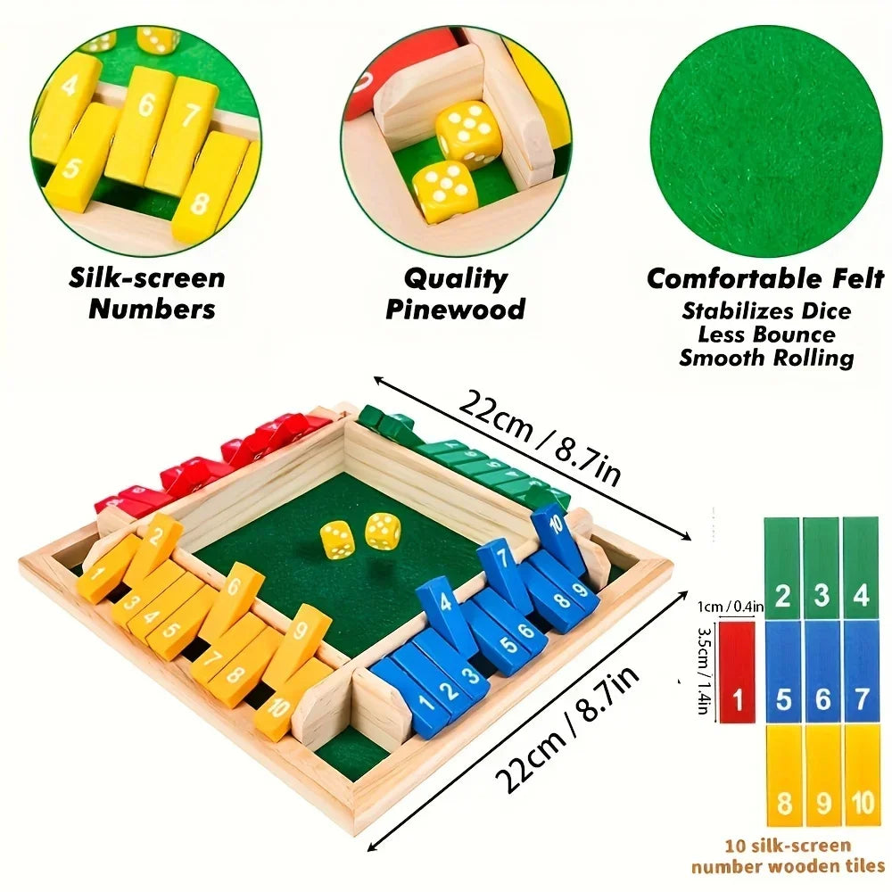 4-Sided Wooden Shut the Box Game