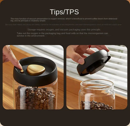 Vacuum Glass Coffee Bean Storage Jar