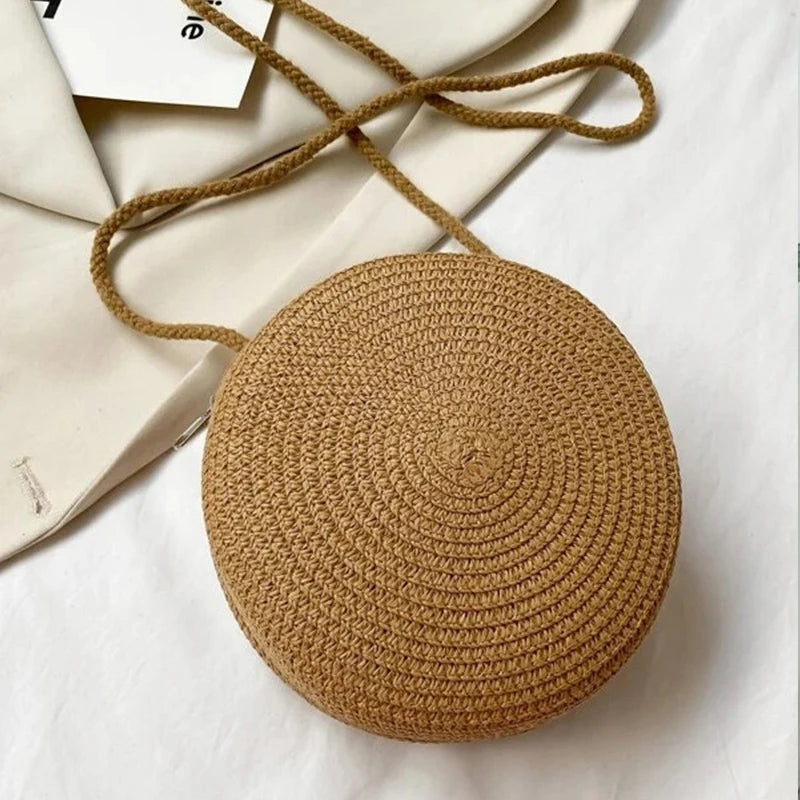 Round Straw Crossbody Bag