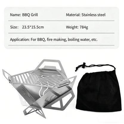 Portable Foldable Stainless Steel Charcoal BBQ Grill