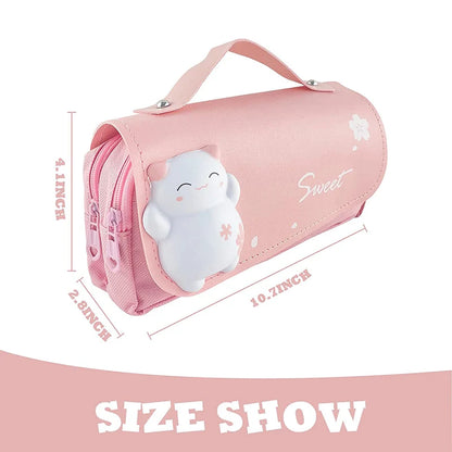 3D Kawaii Large Capacity Pencil Case with Decompression Doll