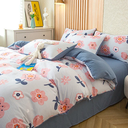 Flower Printed Washed Cotton Duvet Cover