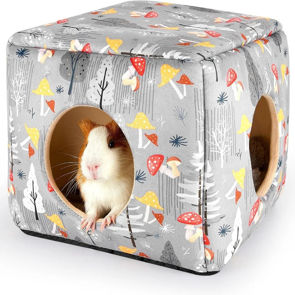 Cozy Washable Guinea Pig Hideout with Cushion for Small Pets