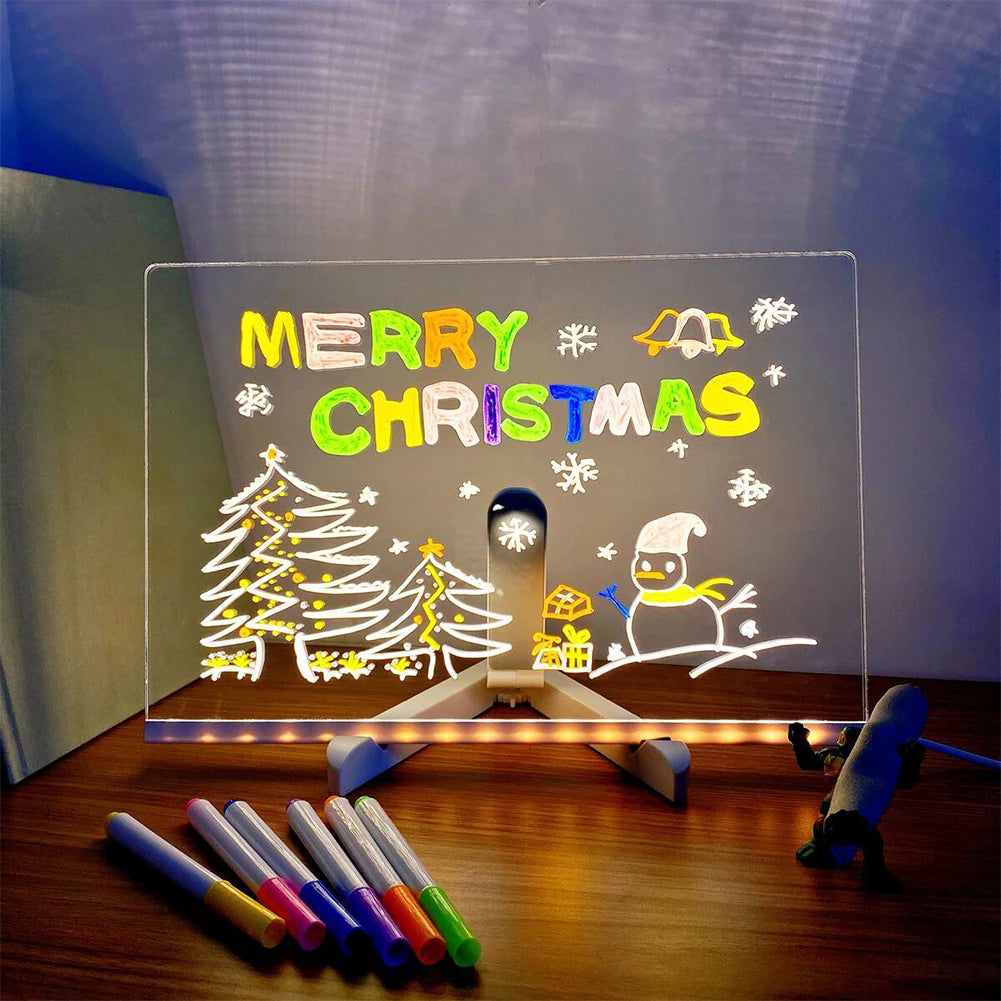 LED Acrylic Message Board with 7 Neon Markers
