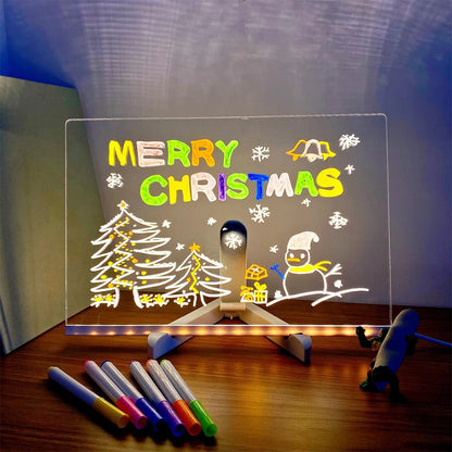 LED Acrylic Message Board with 7 Neon Markers