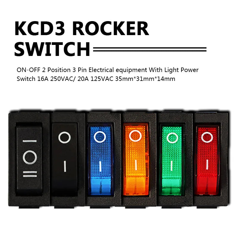 KCD3 LED Rocker Switch – 3 Pin ON/OFF Switch