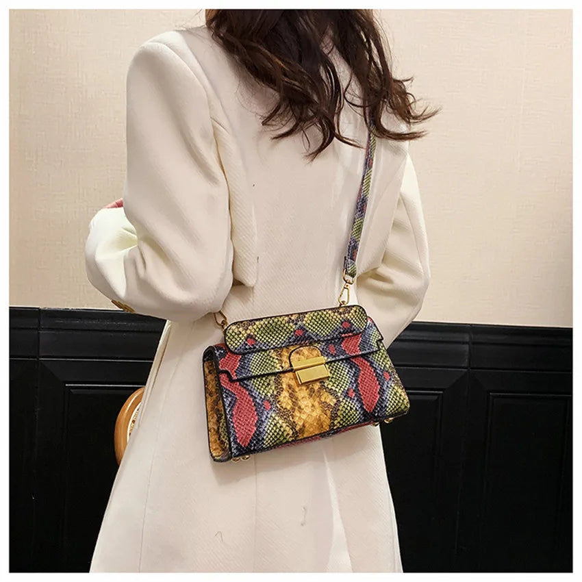 Luxury Snake Pattern Crossbody Shoulder Bag