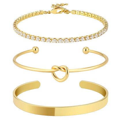 Gold Plated Stainless Steel Bracelet Set