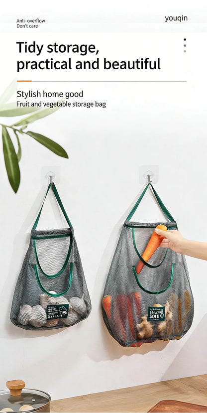 Reusable Hanging Mesh Storage Bag for Fruits & Vegetables