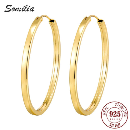 925 Sterling Silver Large Hoop Earrings