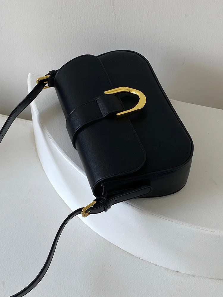 Vintage Horseshoe Buckle Crossbody Shoulder Bag