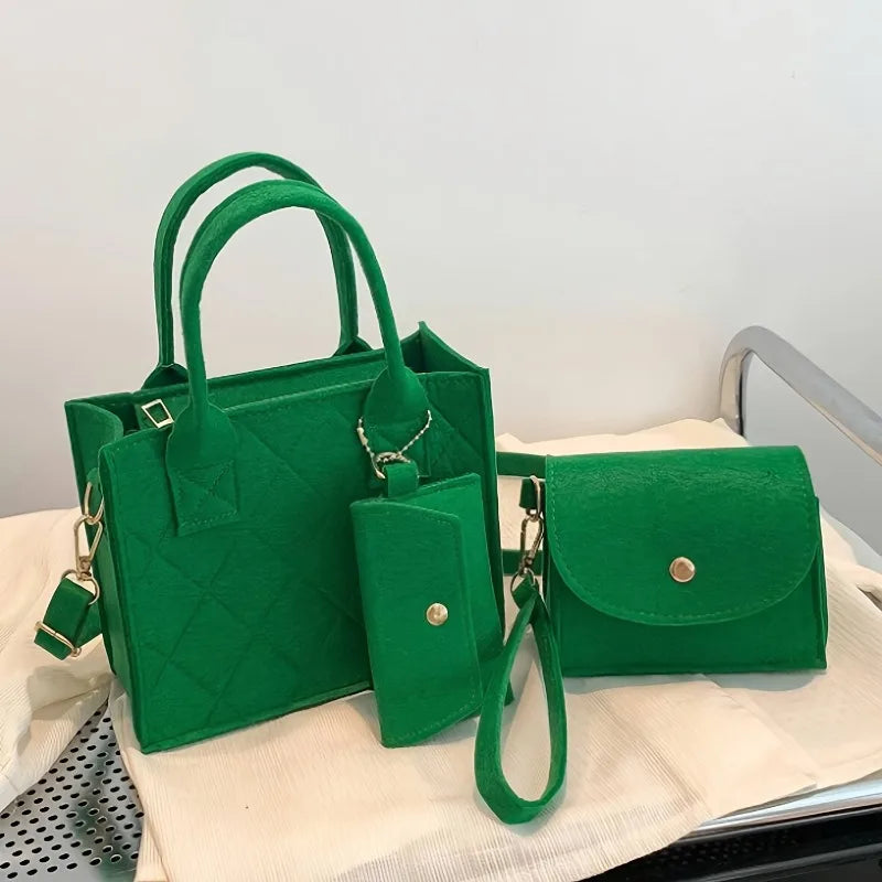 Felt Tote, Crossbody Bag & Wallet Set for Everyday Use