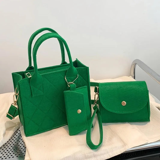 Felt Tote, Crossbody Bag & Wallet Set for Everyday Use