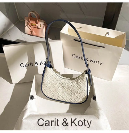 Pleated Crescent Shoulder Bag for Women