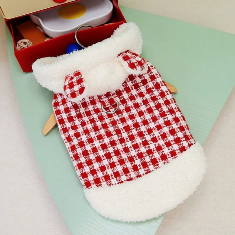 Warm Plush Plaid Dog Hoodie Jacket