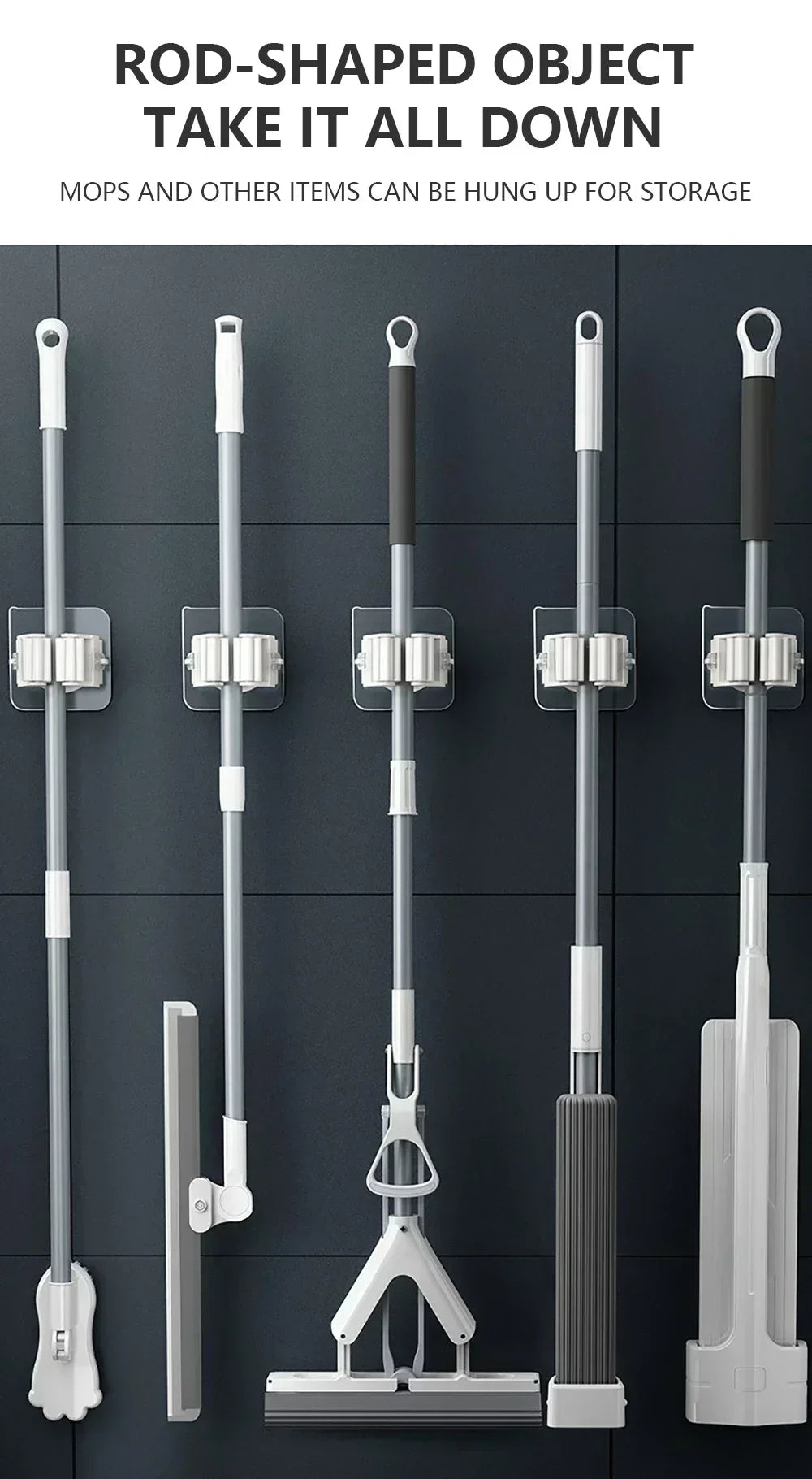 Wall Mounted Mop & Broom Holder Set