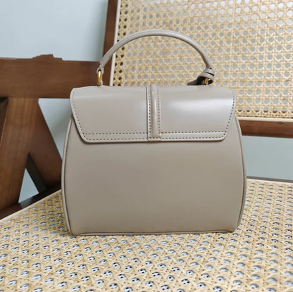 Genuine Split Leather Top Handle Satchel Bag