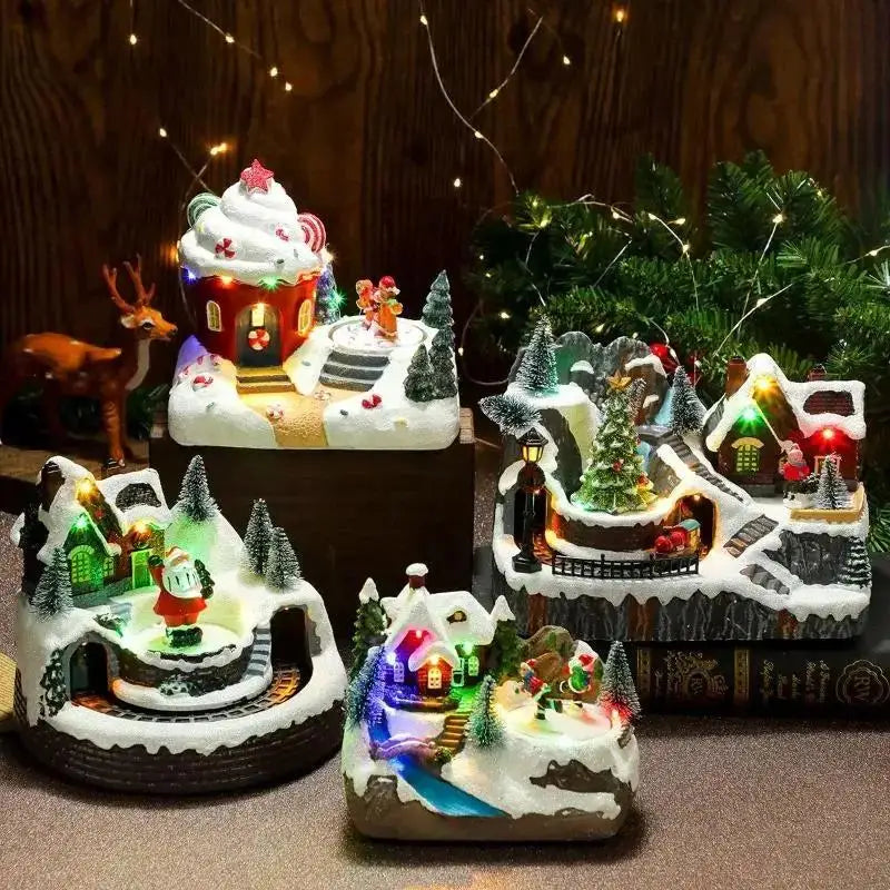 Rotating Light-Up Christmas Resin Music Box