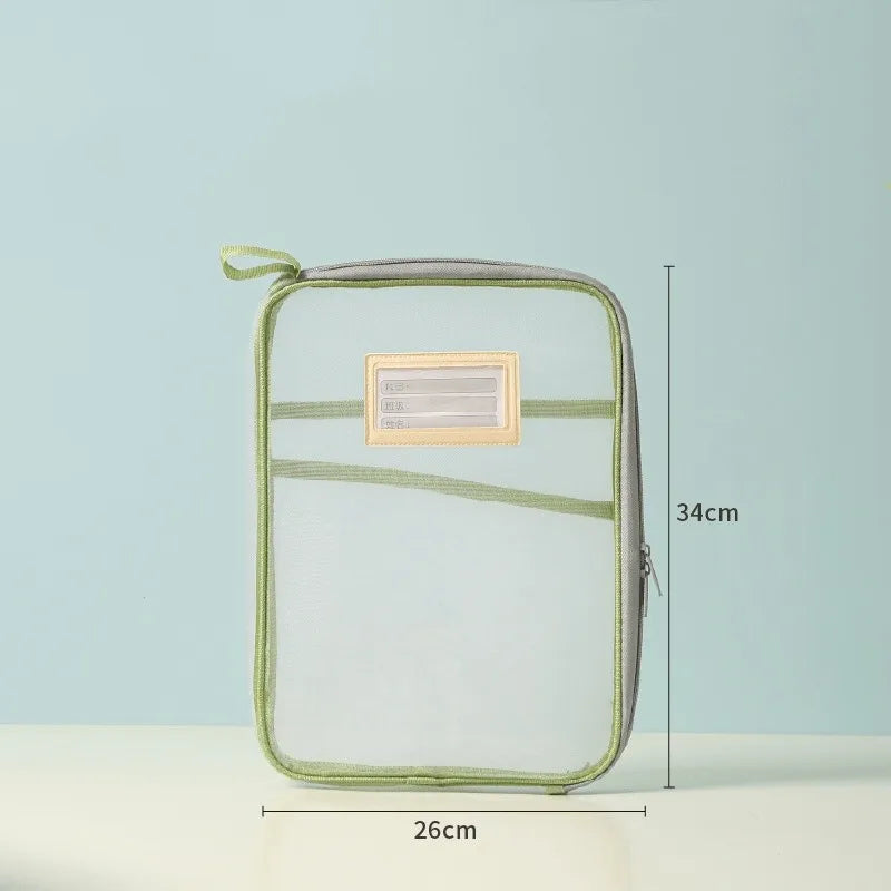 A4 Transparent Mesh Zipper Document Folder