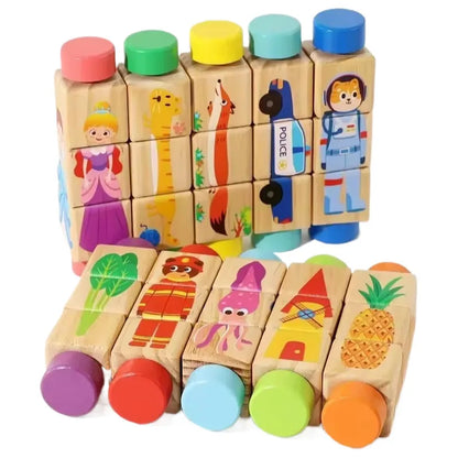 Rotating Wooden Cartoon Matching Puzzle