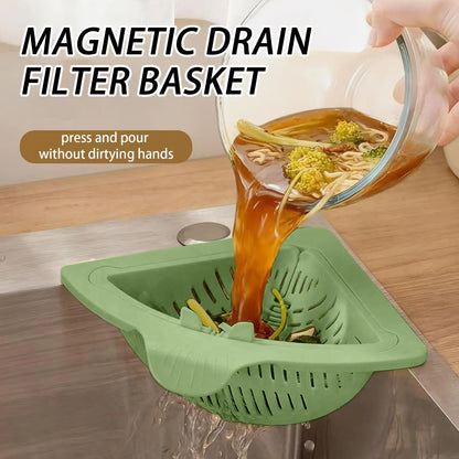 Magnetic Silicone Sink Corner Strainer Basket
