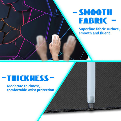Extended Geometric Gaming Mouse Pad with Non-Slip Base