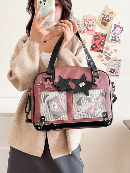 Transparent DIY Ita Shoulder Bag for Pins & Collectibles
