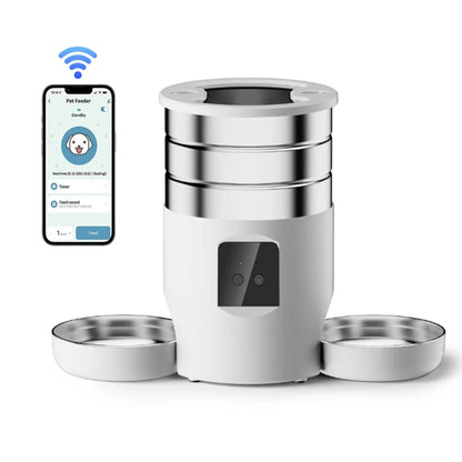 4.5L Smart Automatic Pet Feeder with Dual Stainless Steel Bowls